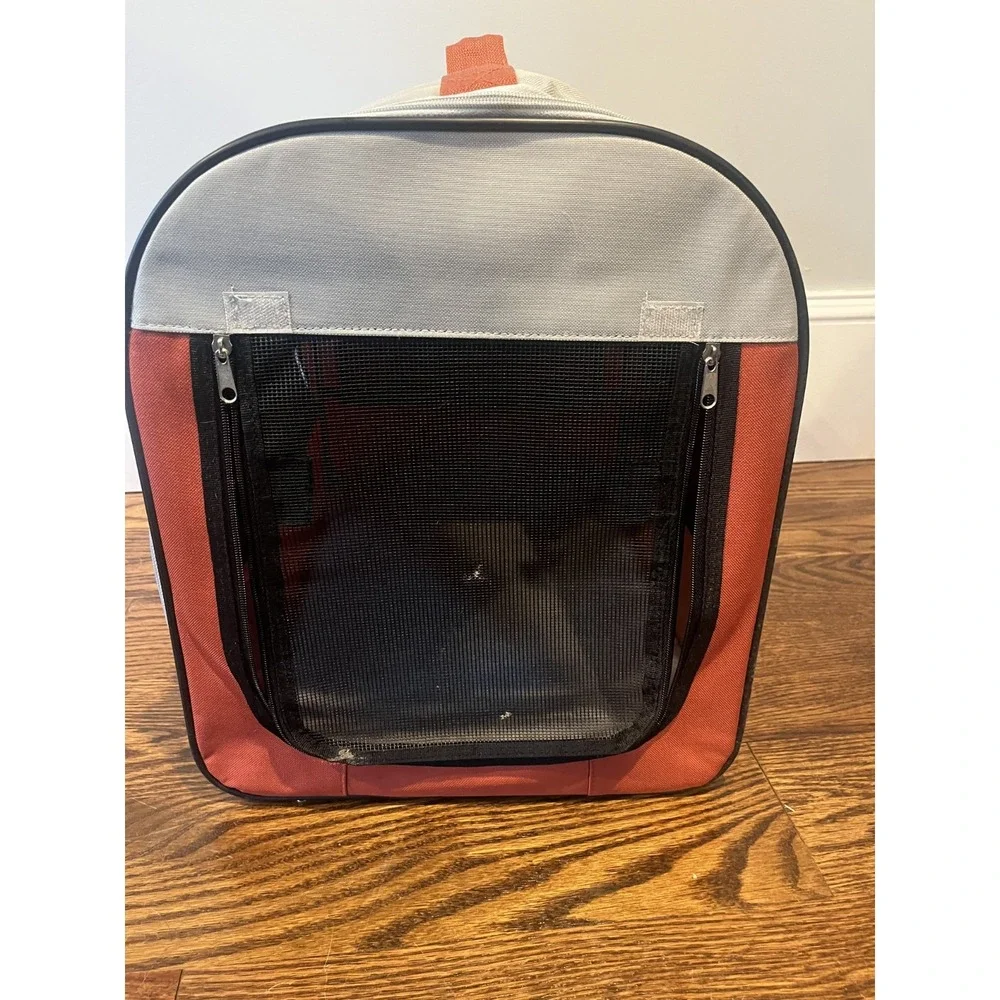 ASPCA COLLECTION Small Dogs 15lbs COLLAPSIBLE TRAVEL CARRIER Orange/Gray S